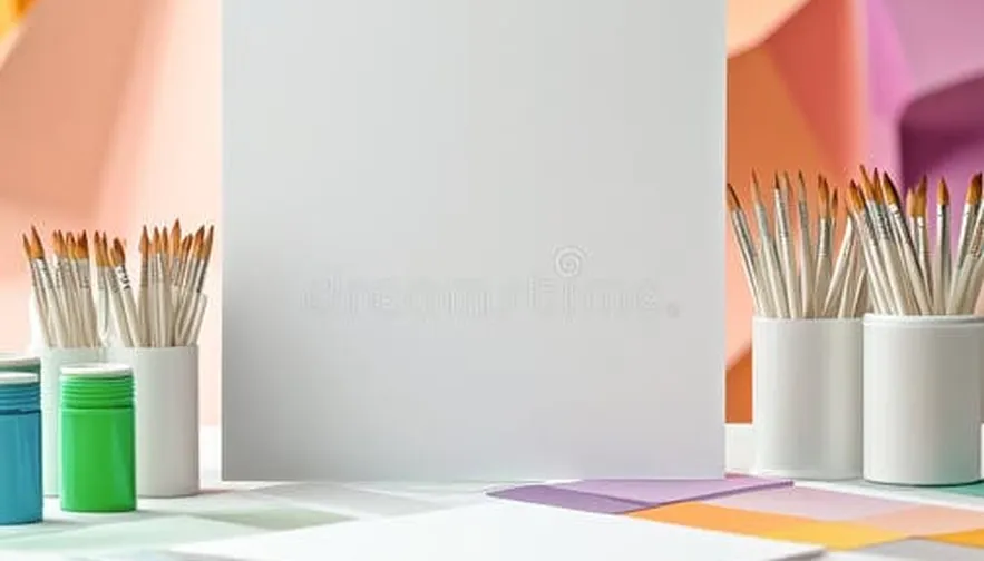 Colorful art supplies arrangement